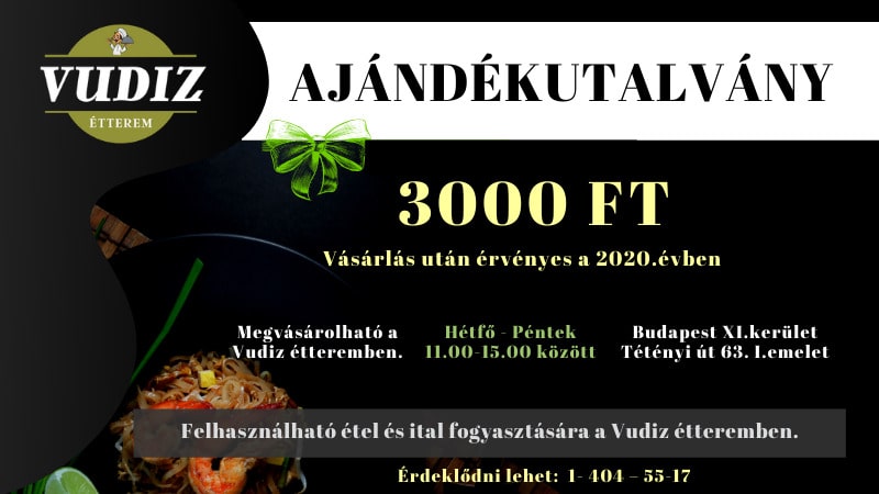 étterem ajándékutalvány 3000 Ft